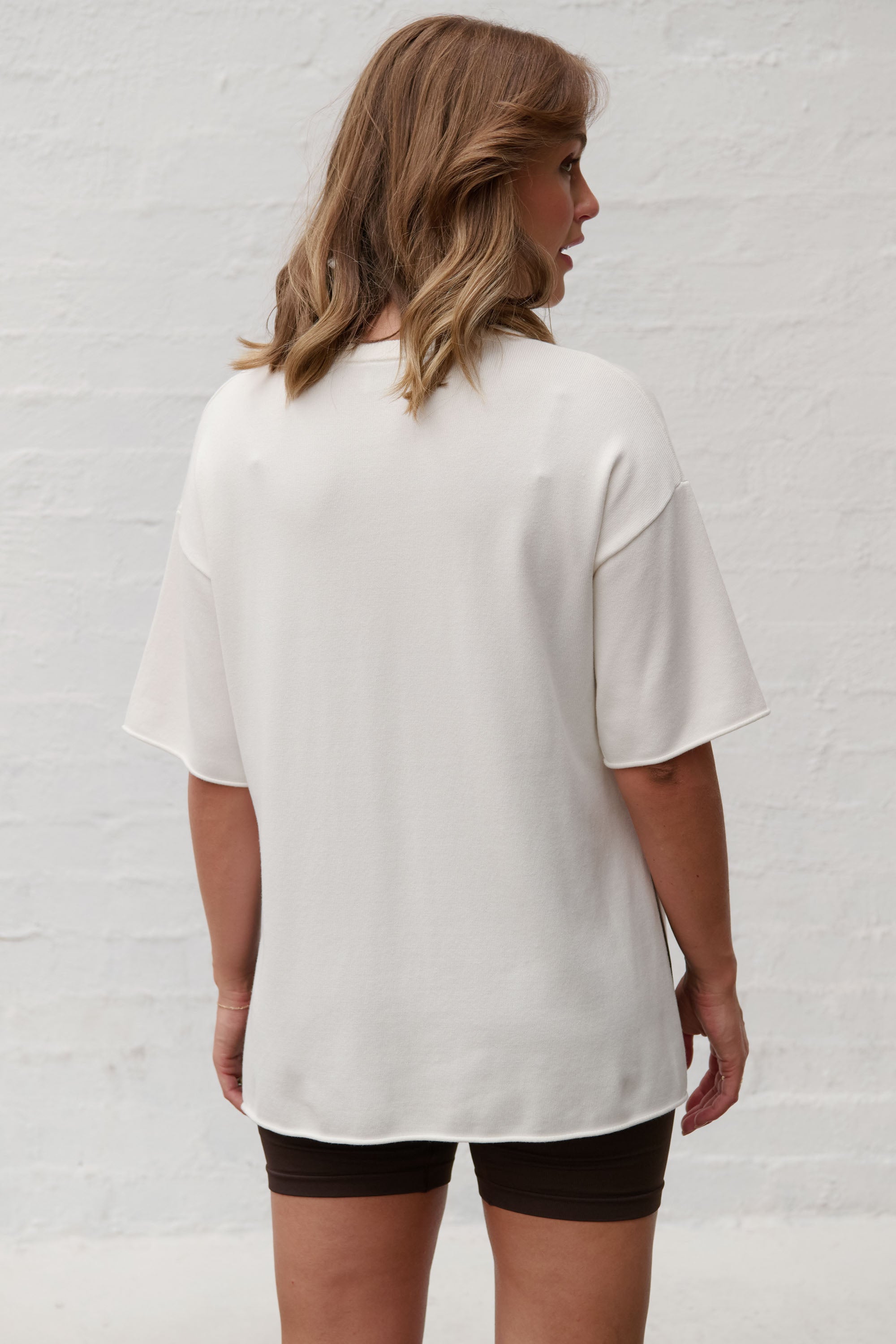 Cloud Nine Knit Tee - Soft Ivory Women's T-Shirt for Casual Wear & Everyday Comfort