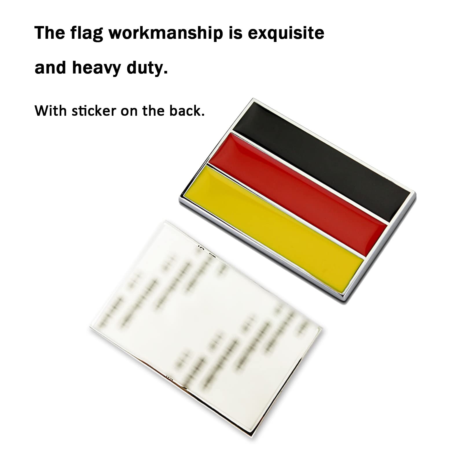 German Flag Sticker - 2.8x1.9 Inch Metal Car Flag Decal for Trucks, Vehicles & Windows | Durable Germany Country Flag Emblem Badge - Perfect for International Travel, Sports Events & Patriotic Decor