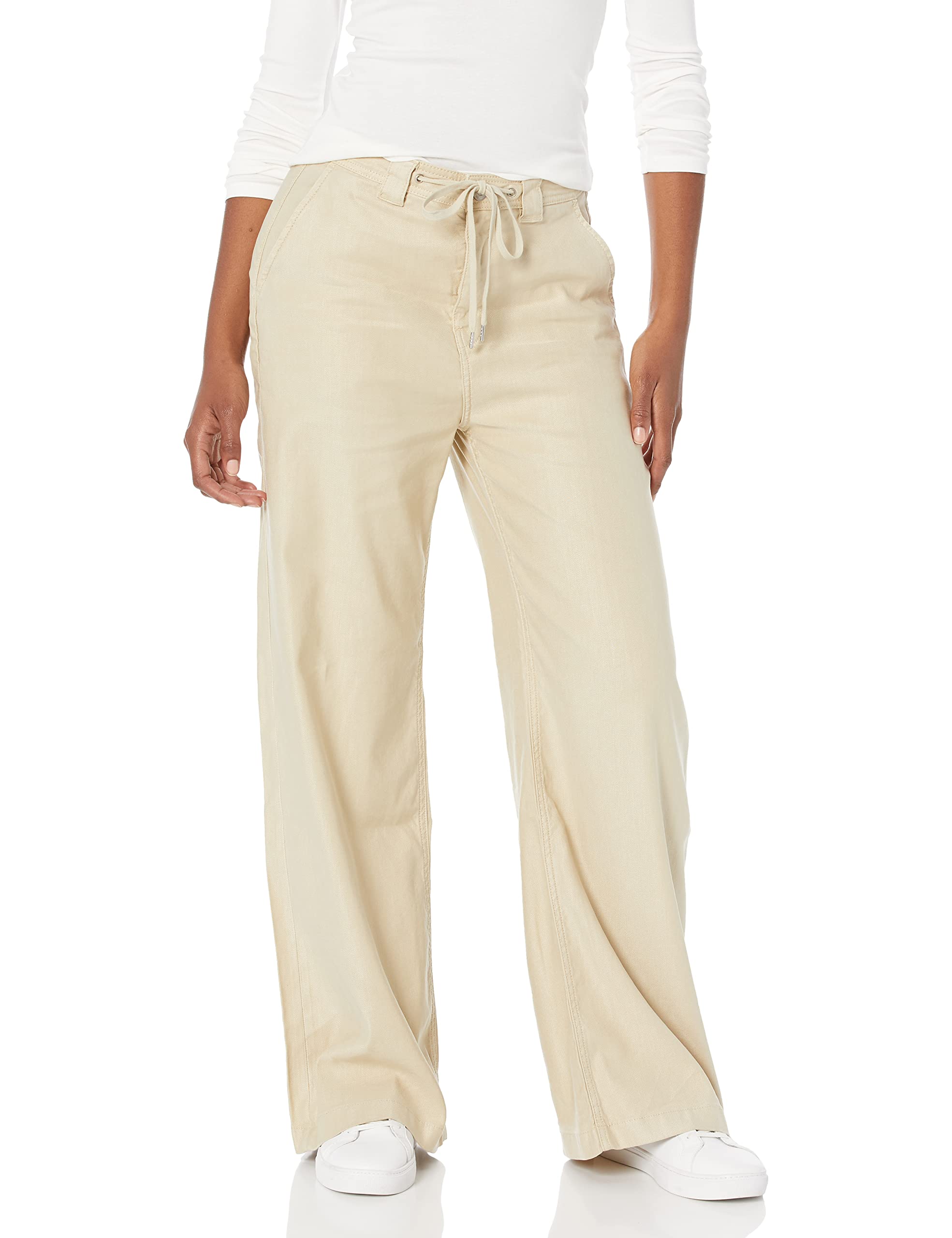 HUDSON Women's Wide Leg Drawstring Trouser Pants - Comfortable High Waist Casual Lounge Pants for Work, Travel & Relaxation