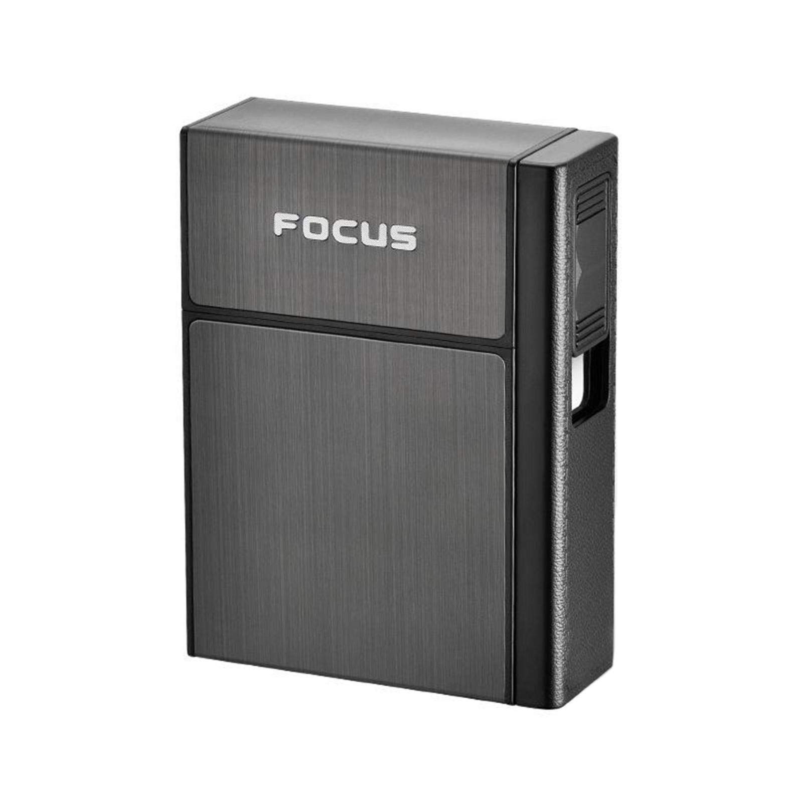 Premium Aluminum Cigarette Case with Built-in USB Rechargeable Lighter - Windproof & Moisture-Proof Storage for 20 Cigarettes - Business Travel & Outdoor Smoking Accessory (Black)