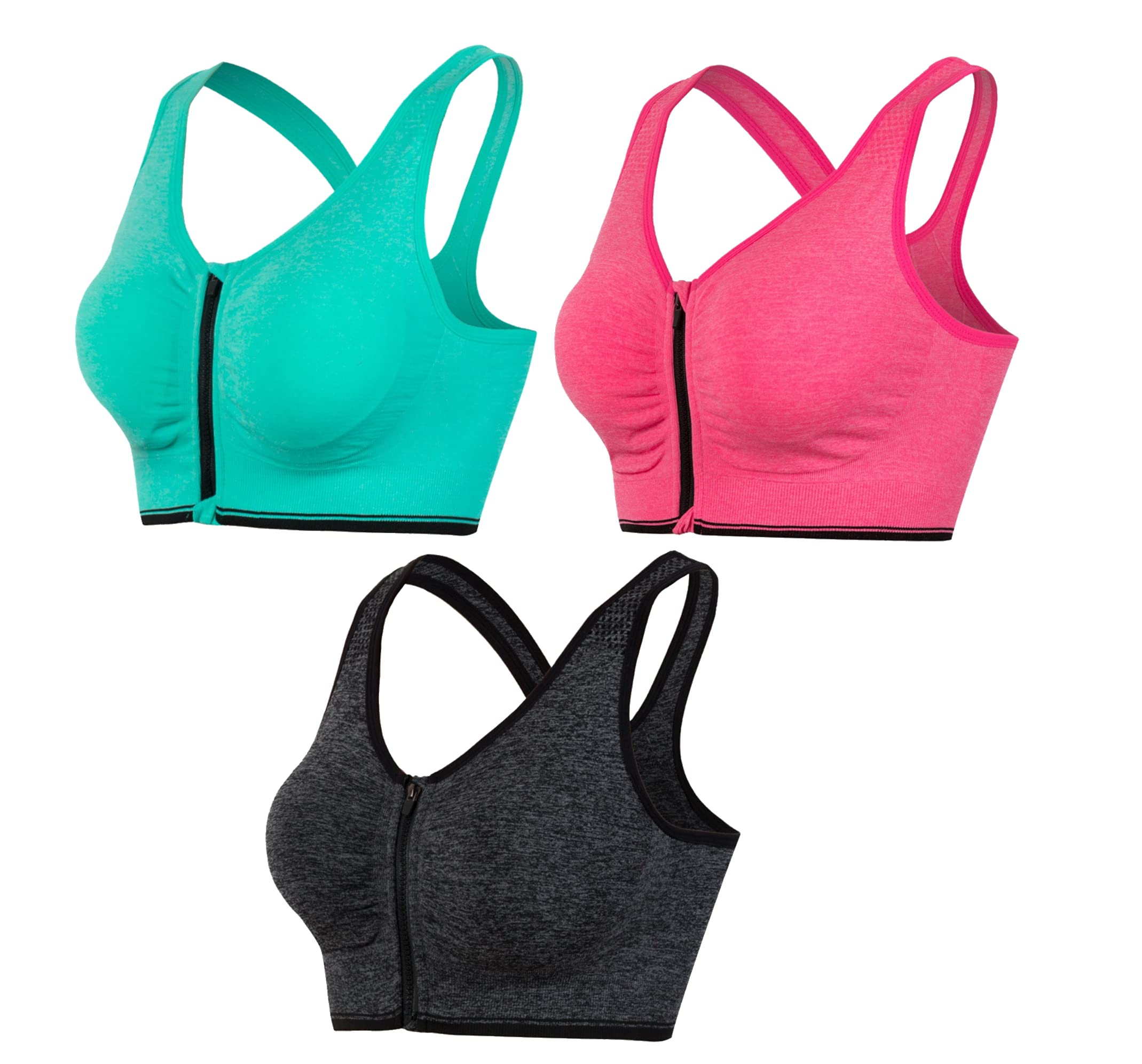 Wireless Post-Surgery Yoga Bra for Women - Front Zip Hiking & Sports Bra - Comfortable Support for Yoga, Running, Gym Workouts