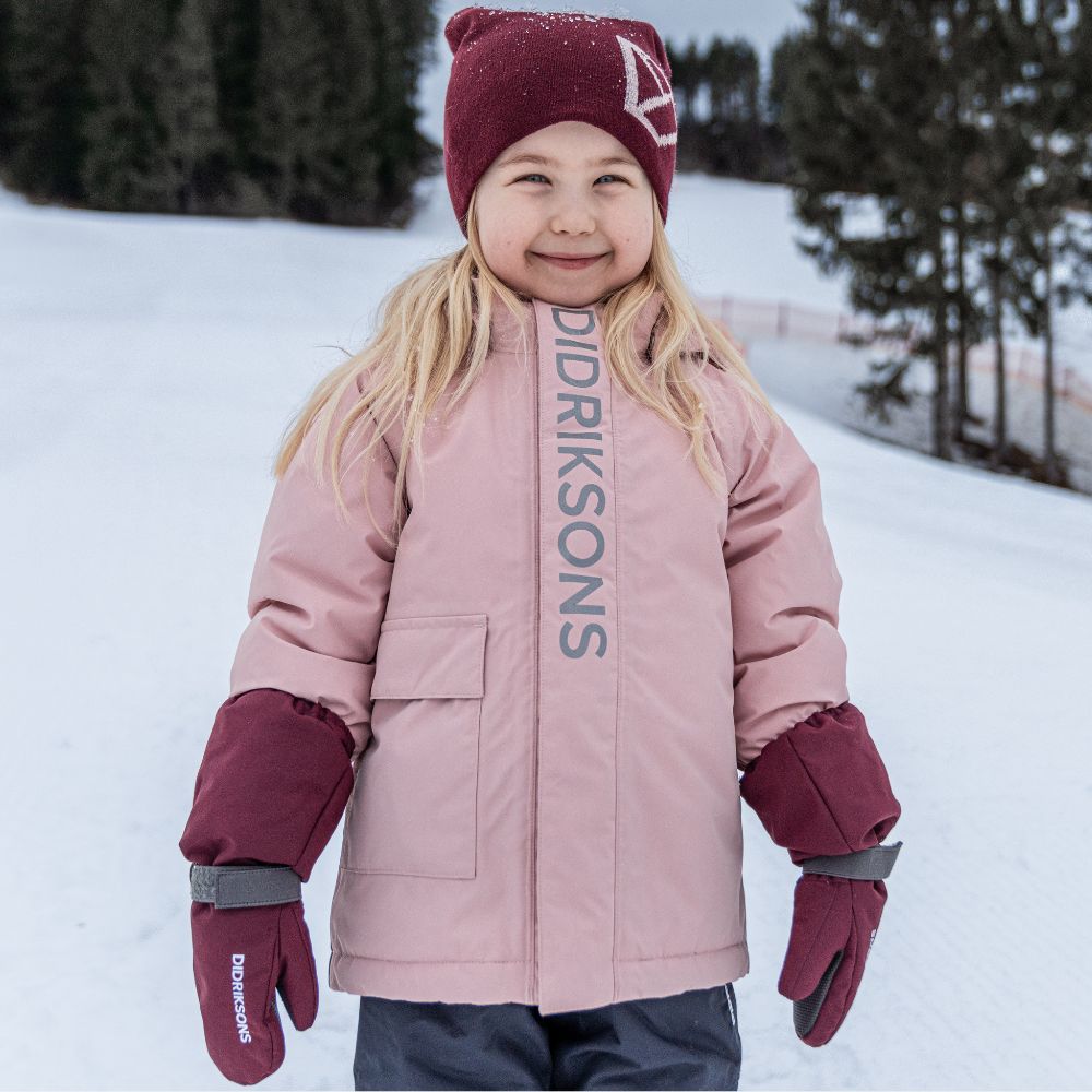 Didriksons Biggles Kids Ski Mittens - Warm Waterproof Winter Gloves for Boys & Girls (Rusty Wine Color) - Perfect for Skiing, Snowboarding & Outdoor Winter Activities