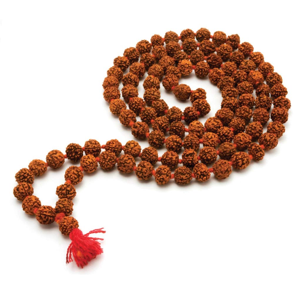 Sharvgun 5 Mukhi Indonesian Rudraksha Mala - 108 Beads 7-9mm, Authentic Prayer Beads for Meditation, Yoga & Spiritual Healing - Perfect for Daily Japa, Buddhist Chanting & Stress Relief