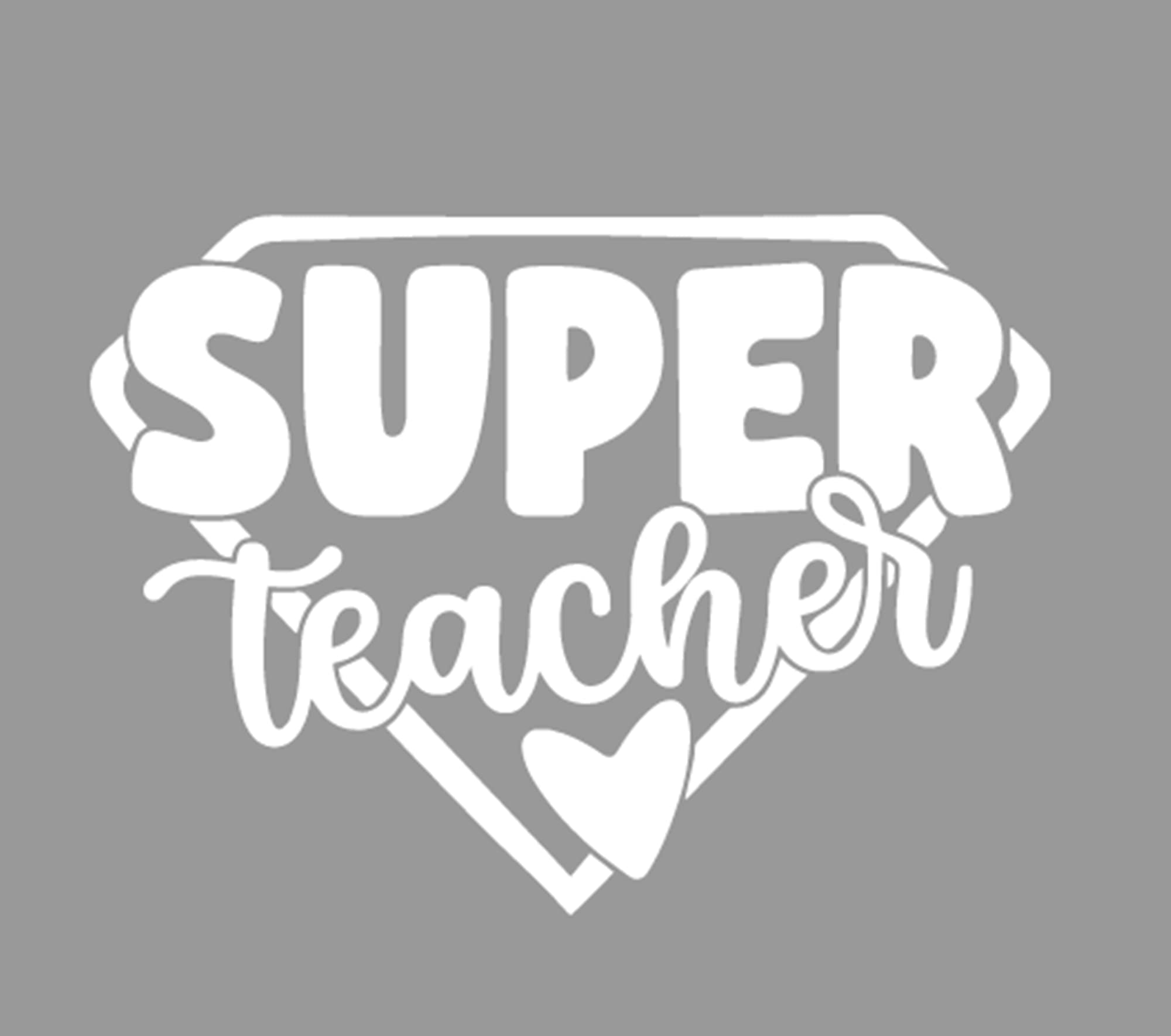 Super Teacher Iron On Decal - School Teacher Transfer HTV Vinyl Patch - Ready to Press On - Custom Size & Color - 5 Minute Application - White - Perfect for DIY T-Shirts, Tote Bags & Teacher Appreciation Gifts