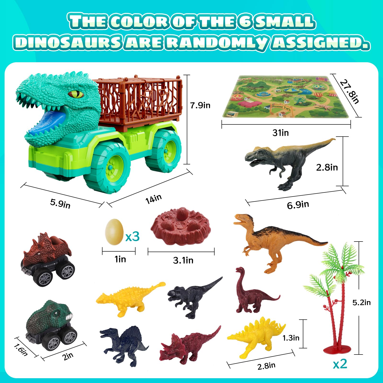 18-in-1 Dinosaur Toy Set for Kids Ages 3-5 - Interactive Dinosaur Truck with 2 Pull Back Cars & 8 Realistic Dino Figures - Perfect STEM Learning Toys for Boys & Girls - Great Birthday Party Favors & Christmas Gifts for Toddlers - Ideal for Pretend Play, Educational Activities & Holiday Gift Giving