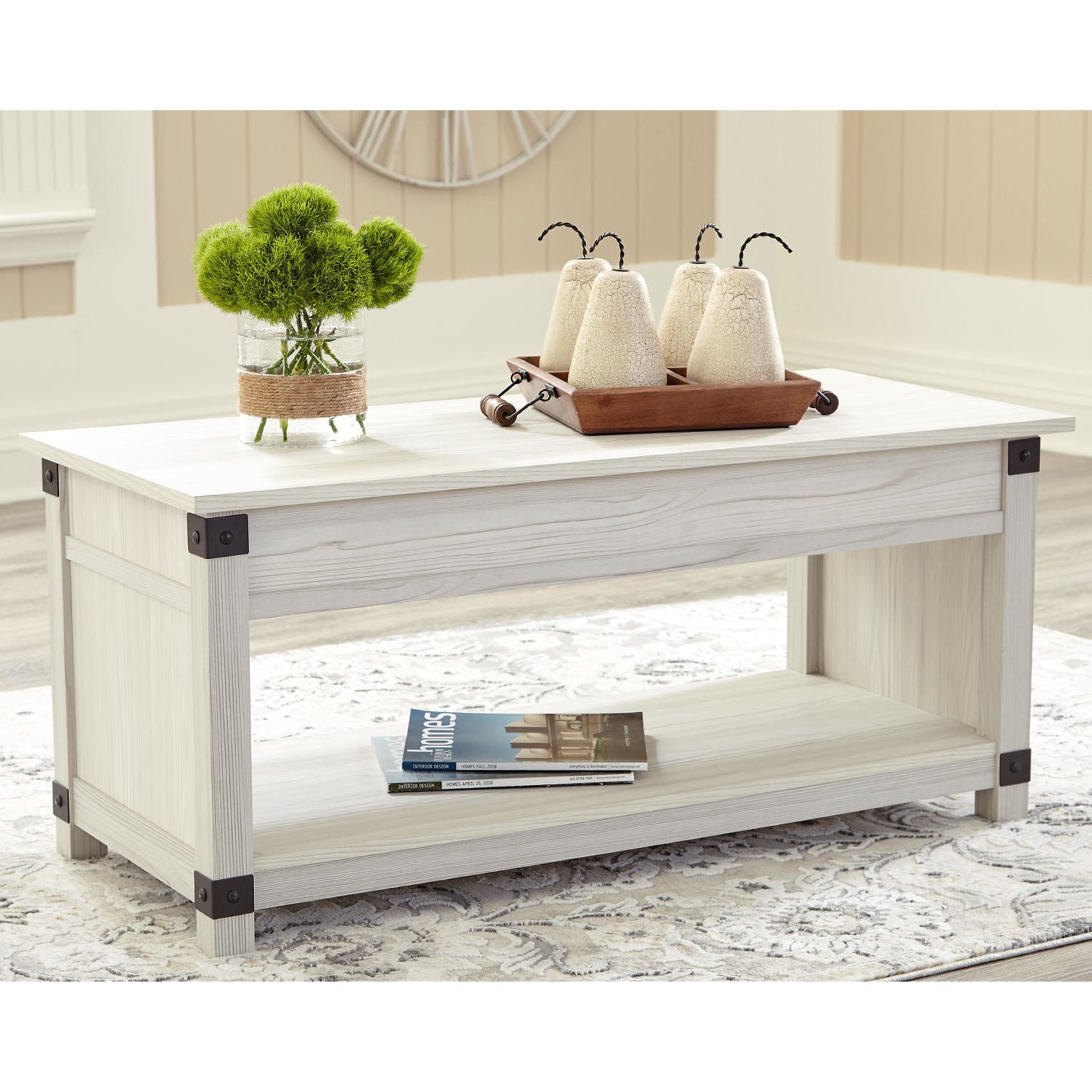 Bayflynn Lift Top Coffee Table with Storage - Modern Convertible Ottoman for Living Room, Sofa, Bedroom - Perfect for Remote Work, Snacking, and Extra Seating