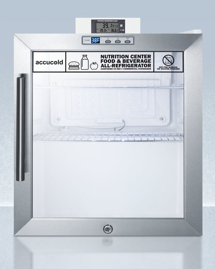 Accucold SCR215LNZ Compact All Refrigerator with Glass Door - Perfect for Small Kitchens, Offices, and Cafes | Energy Efficient Nutrition Center for Food Storage