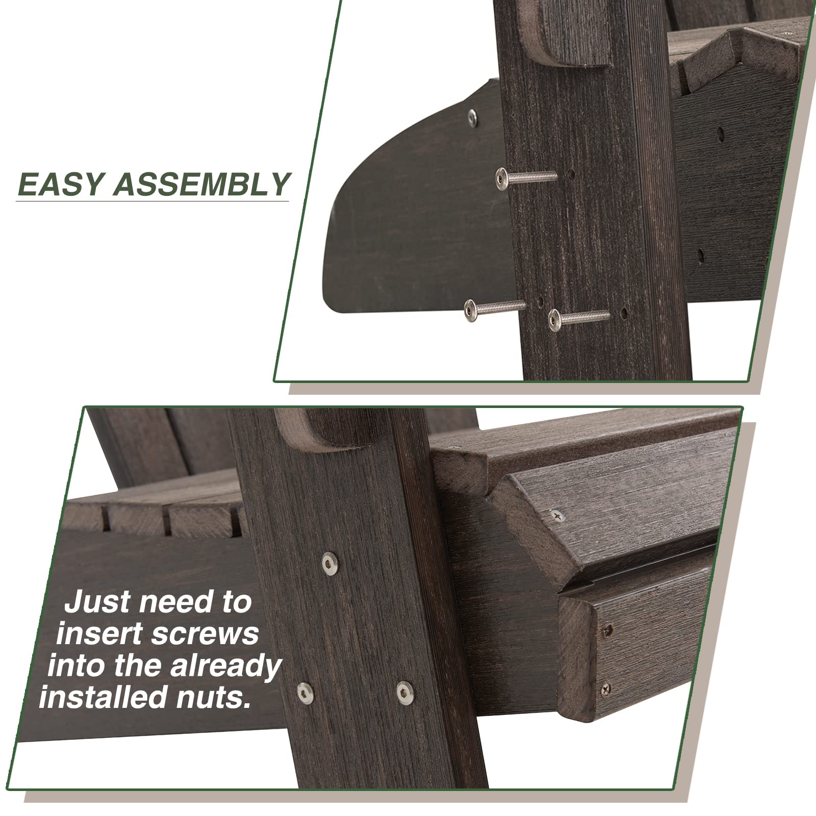 Heavy Duty Adirondack Chair Outdoor, Oversized Poly Lumber Patio Chair - 350lbs Weight Capacity, Weather Resistant for Porch, Poolside, Lawn, Backyard & Garden - Perfect for Relaxing by Fire Pits (Dark Brown)