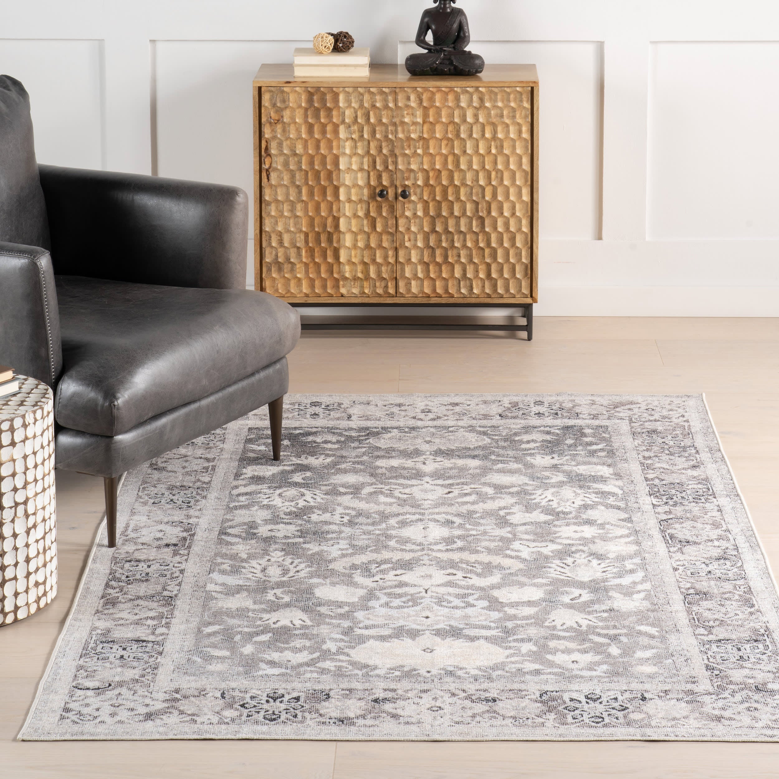 Analia Medallion Washable Rug - Brown | Machine Washable Area Rug for Living Room, Bedroom & Dining Room
