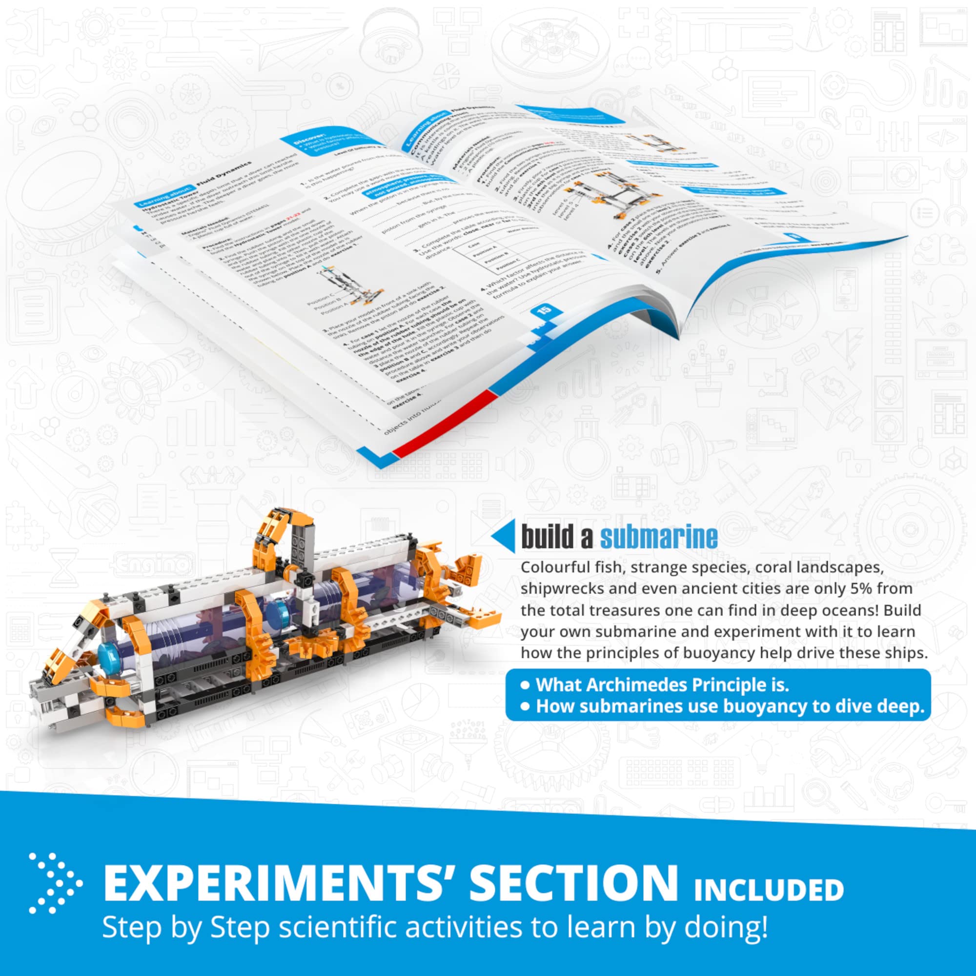 Engino STEM Toys for Kids Ages 9+ | Fluid Dynamics Science Kit with 6 Model Building Options | Educational Construction Playset for Boys & Girls | Hands-on Learning Activities & Experiments | Perfect for School Projects, Science Fairs & STEM Education