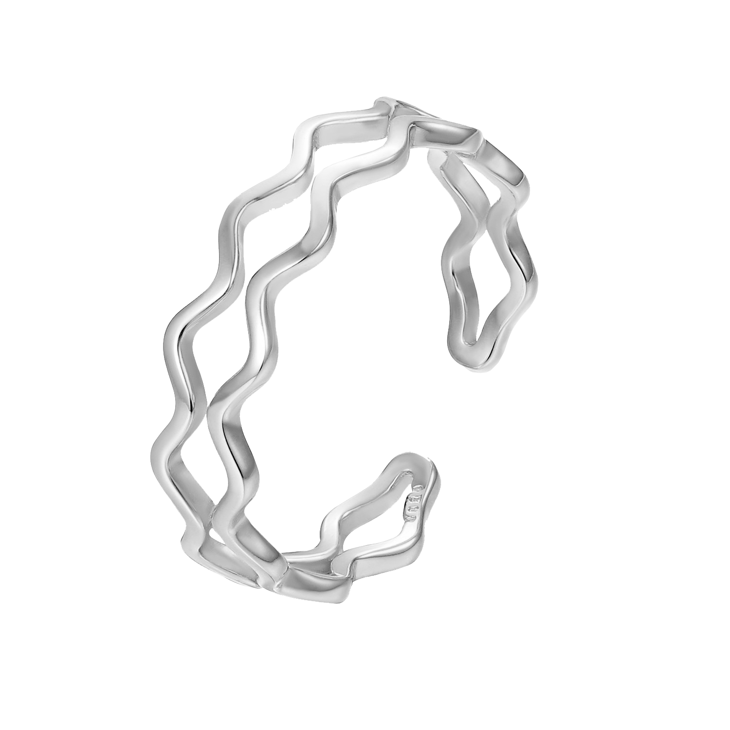 Elegant Gold Ripple Open Ring - Dainty White & Yellow Gold Stackable Ring for Women | Perfect for Everyday Wear, Layering & Special Occasions