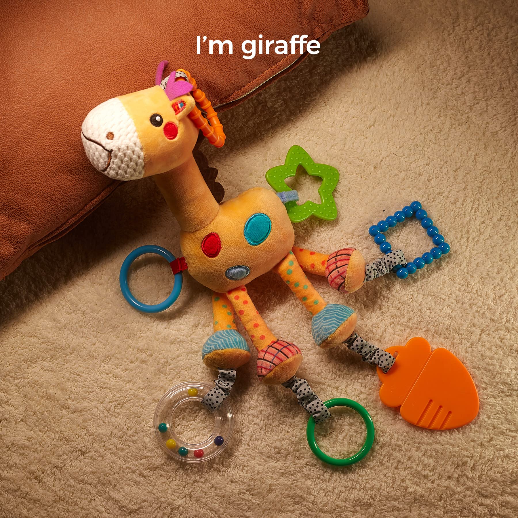 TUMAMA Giraffe Hanging Rattle Toys - Soft Wind Chime Plush Animal Activity Toy for Newborns & Toddlers 0-36 Months | Perfect for Crib, Stroller & Car Seat | Baby Shower Gift & Early Learning Development Toy