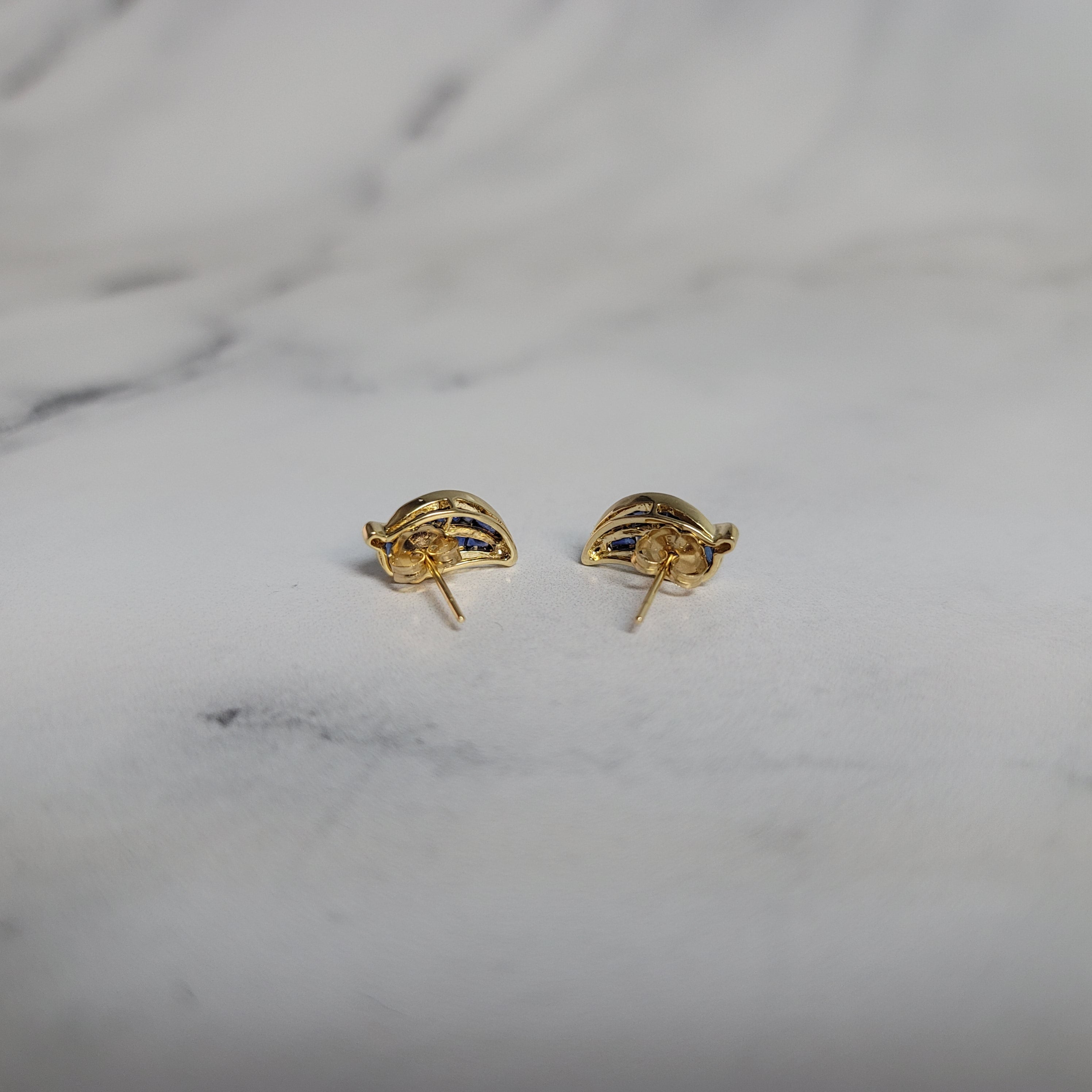 1.44cttw Sapphire Leaf Shaped Earrings in 14k Yellow Gold - Elegant Nature-Inspired Jewelry for Women, Perfect for Weddings, Parties & Everyday Wear