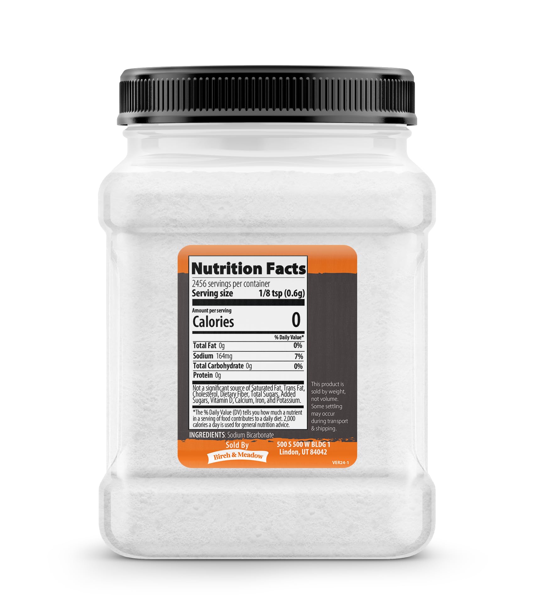 Organic Birch & Meadow Baking Soda - 3.25lb Pure Sodium Bicarbonate for Cooking, Baking, Cleaning & Deodorizing - Natural Kitchen & Household Essential for Refrigerator, Laundry & DIY Cleaning Products