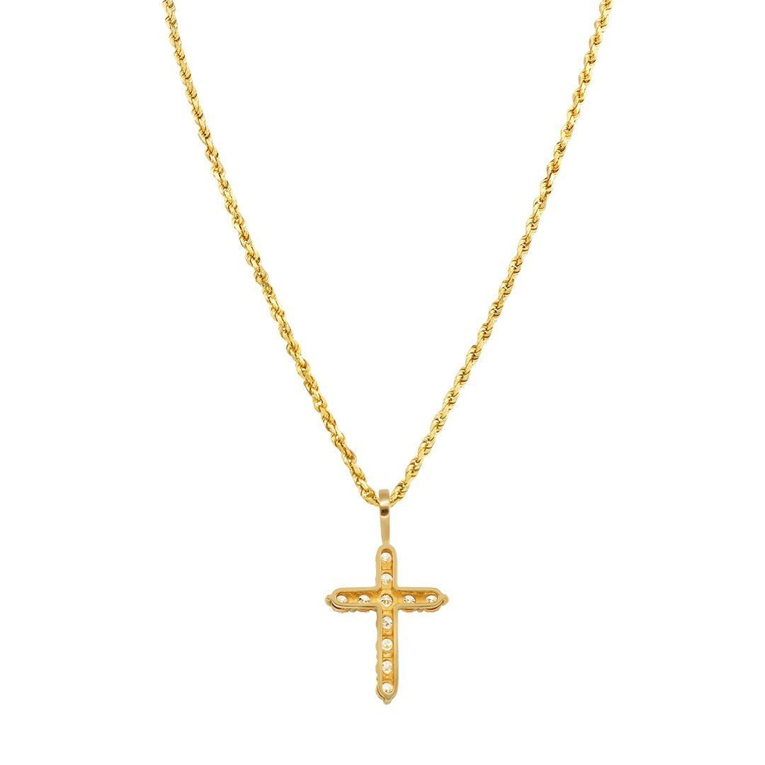 14K Yellow Gold Diamond Cross Pendant Necklace - 6.25 Carat Total Weight - Elegant Religious Jewelry for Women - Perfect for Church, Weddings & Special Occasions