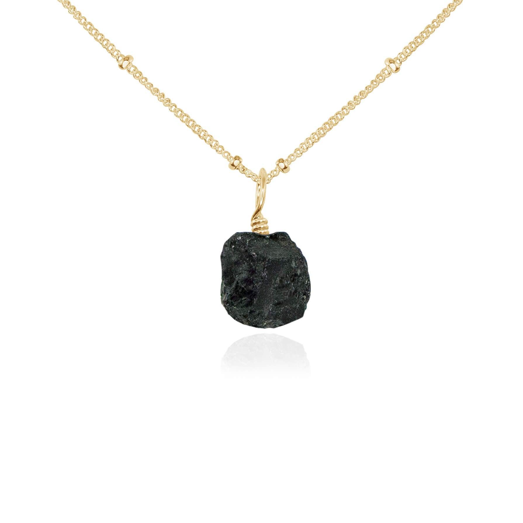 Natural Tiny Raw Black Tourmaline Pendant Necklace for Women - Healing Crystal Jewelry for Protection & Energy Cleansing | Perfect for Meditation, Yoga & Spiritual Gifts