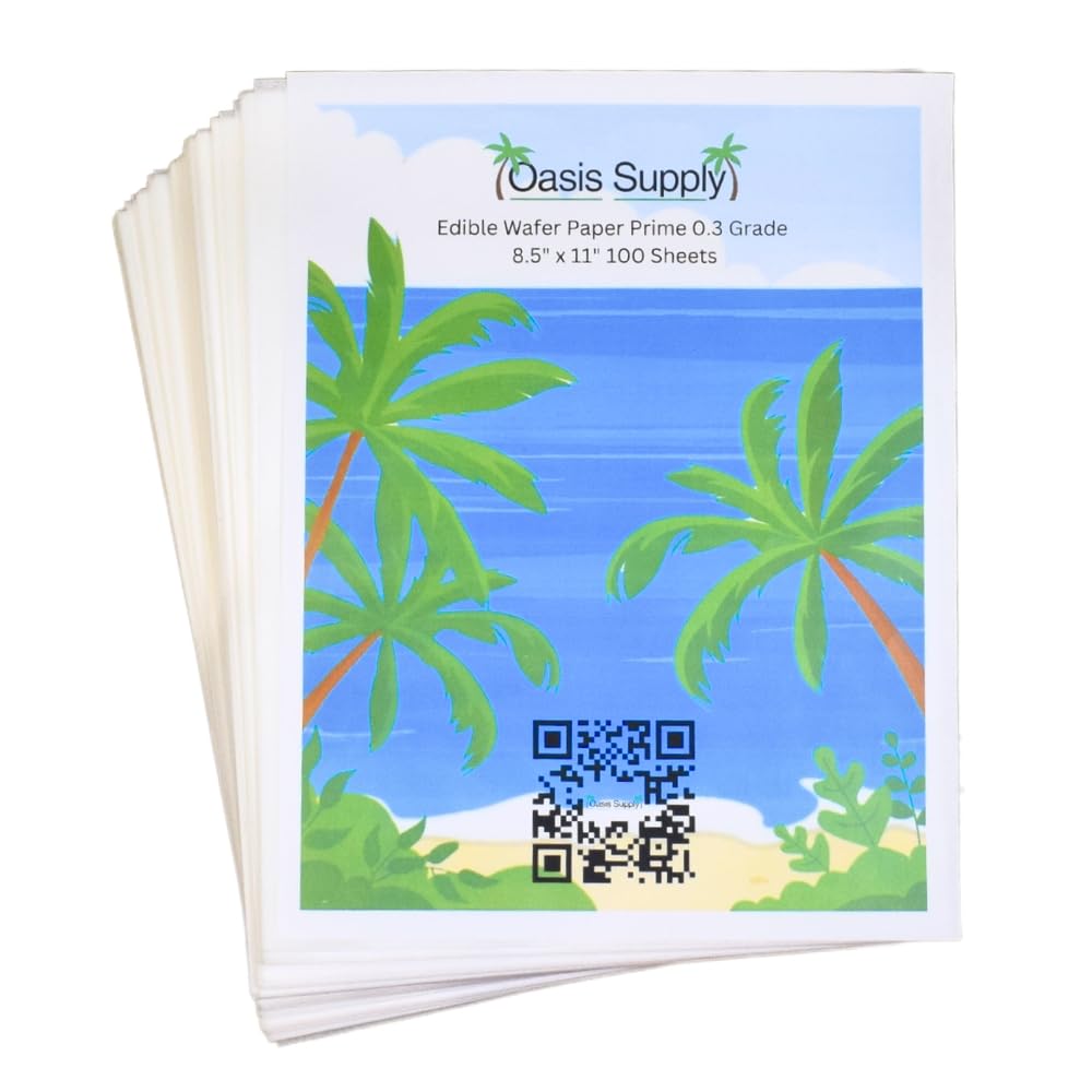 Oasis Supply Edible Wafer Paper 8x11 Inches - 100 Sheets for Cake Decorating, Edible Printing & DIY Desserts | Perfect for Birthday Cakes, Cupcakes & Wedding Treats
