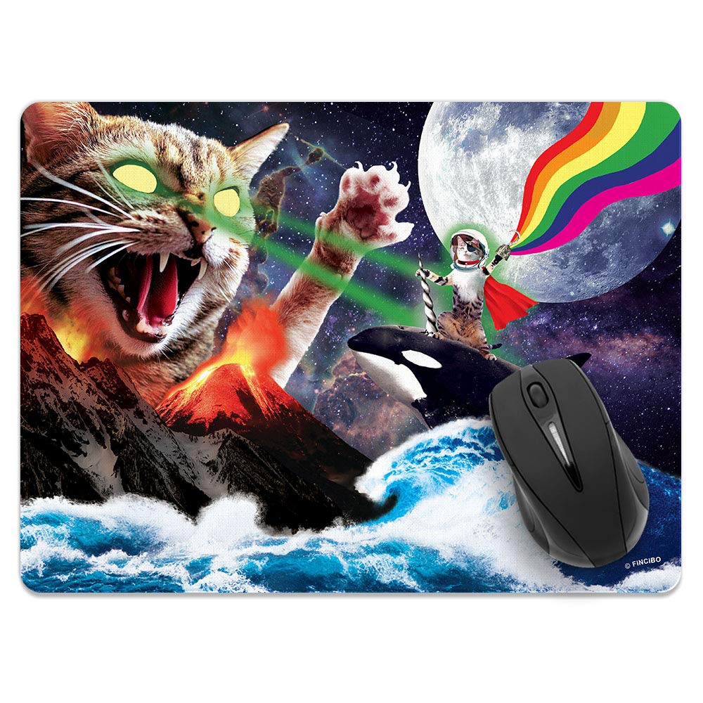 FINCIBO Extra Large Non-Slip Rectangle Mouse Pad - X-Large Gaming Mousepad with Whale Astronaut Cat Design for Office, Home & PC Desk - Perfect for Work, Gaming & Computer Use