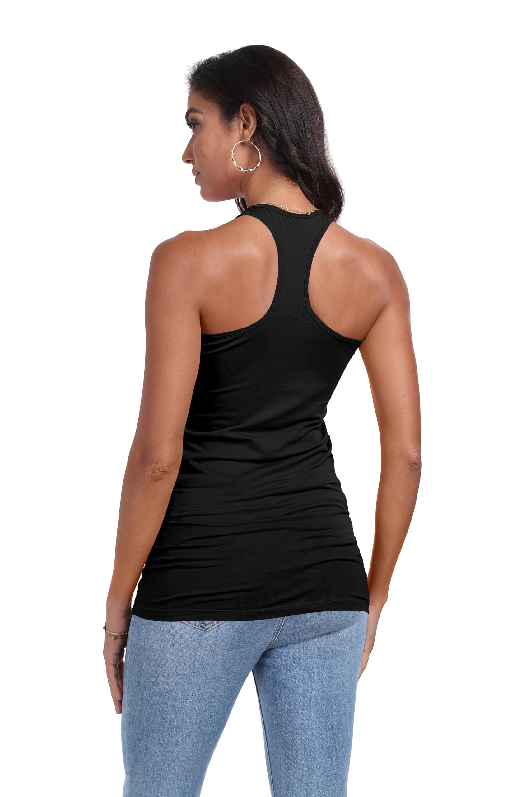Women's Racerback Tank Tops - 3 Pack Cotton Long Camisoles for Gym, Workout, Yoga & Everyday Wear - Breathable Undershirts for Active Lifestyles