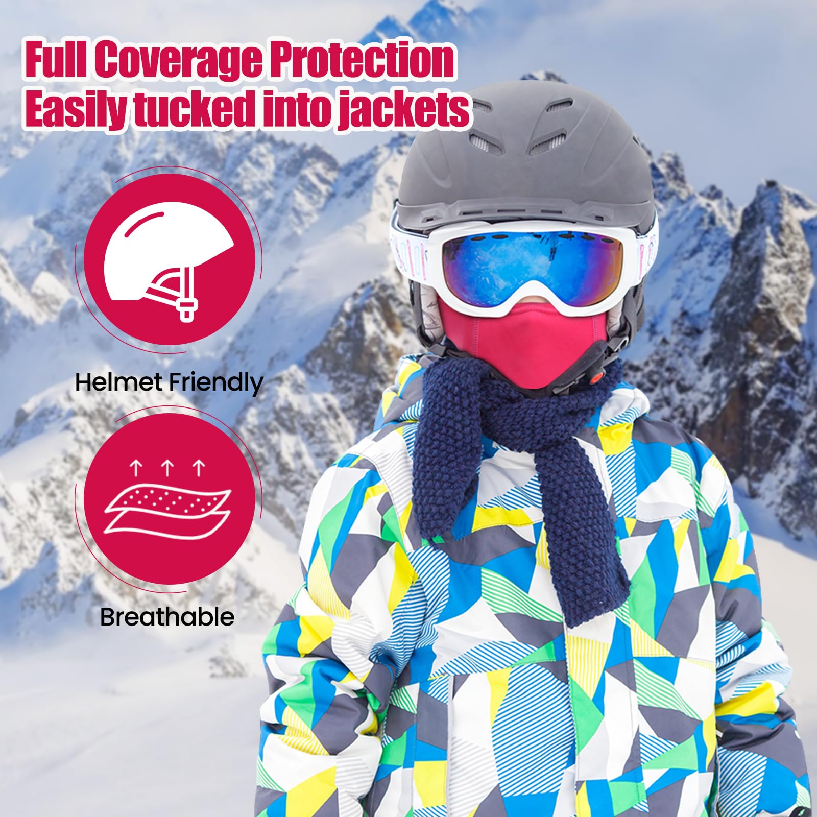 Kids Fleece Balaclava Ski Mask - Winter Face Cover for Boys & Girls | Cold Weather Protection for Skiing, Snowboarding & Outdoor Activities | Black