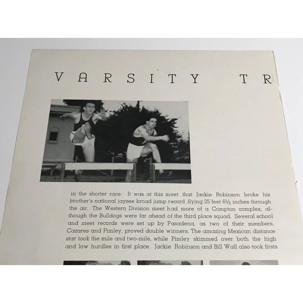 Authentic Jackie Robinson Signed Track & Field Yearbook Page with JSA COA - Rare Pre-Dodgers Baseball Memorabilia - Perfect for Sports Collectors & History Enthusiasts