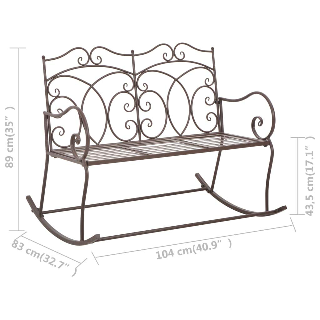 Antique Brown Iron Garden Bench 40.9