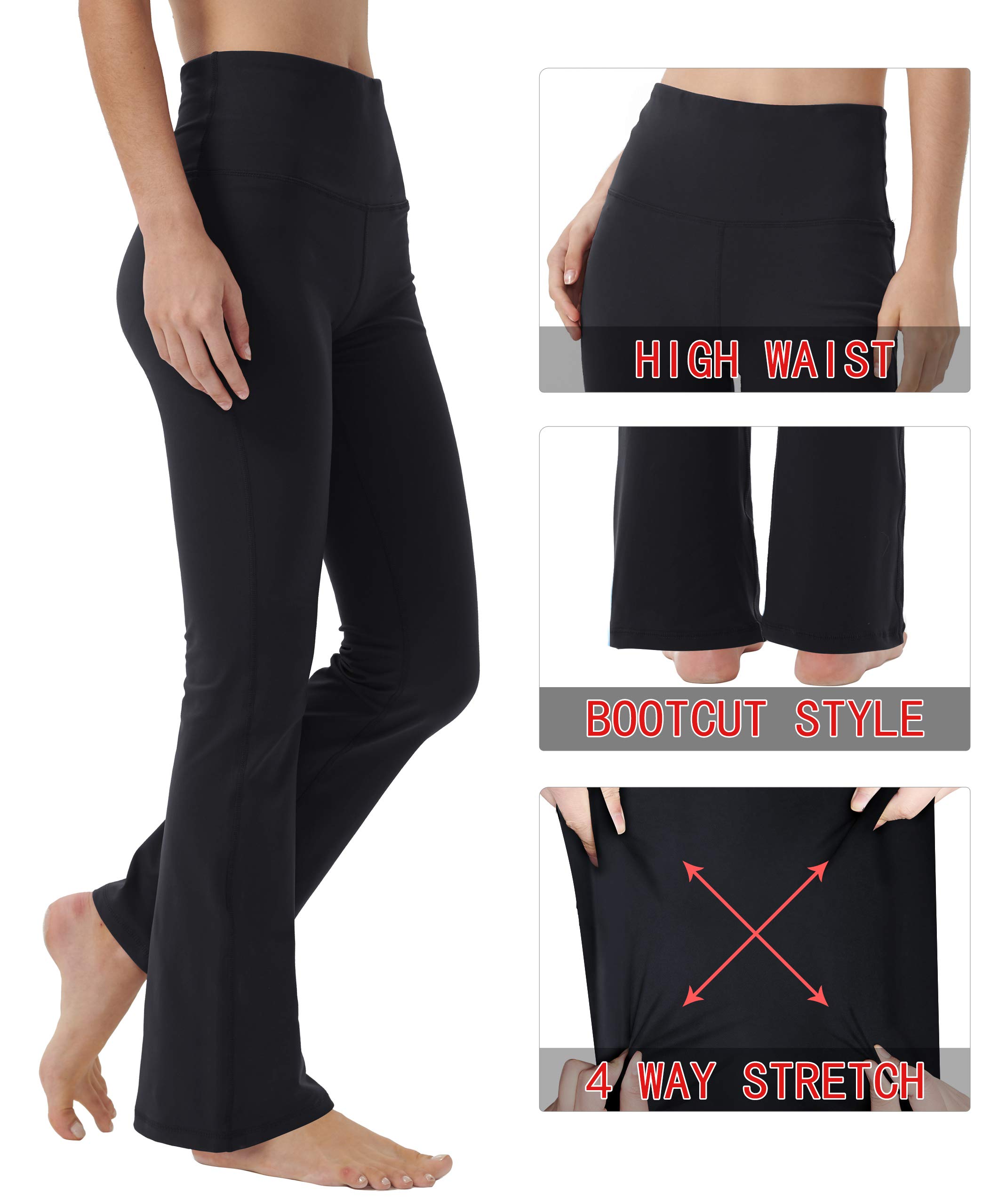 Bootcut Yoga Pants for Women - High Waist Tummy Control Workout & Work Pants - Comfortable Bootleg Dress Pants for Yoga, Office & Casual Wear