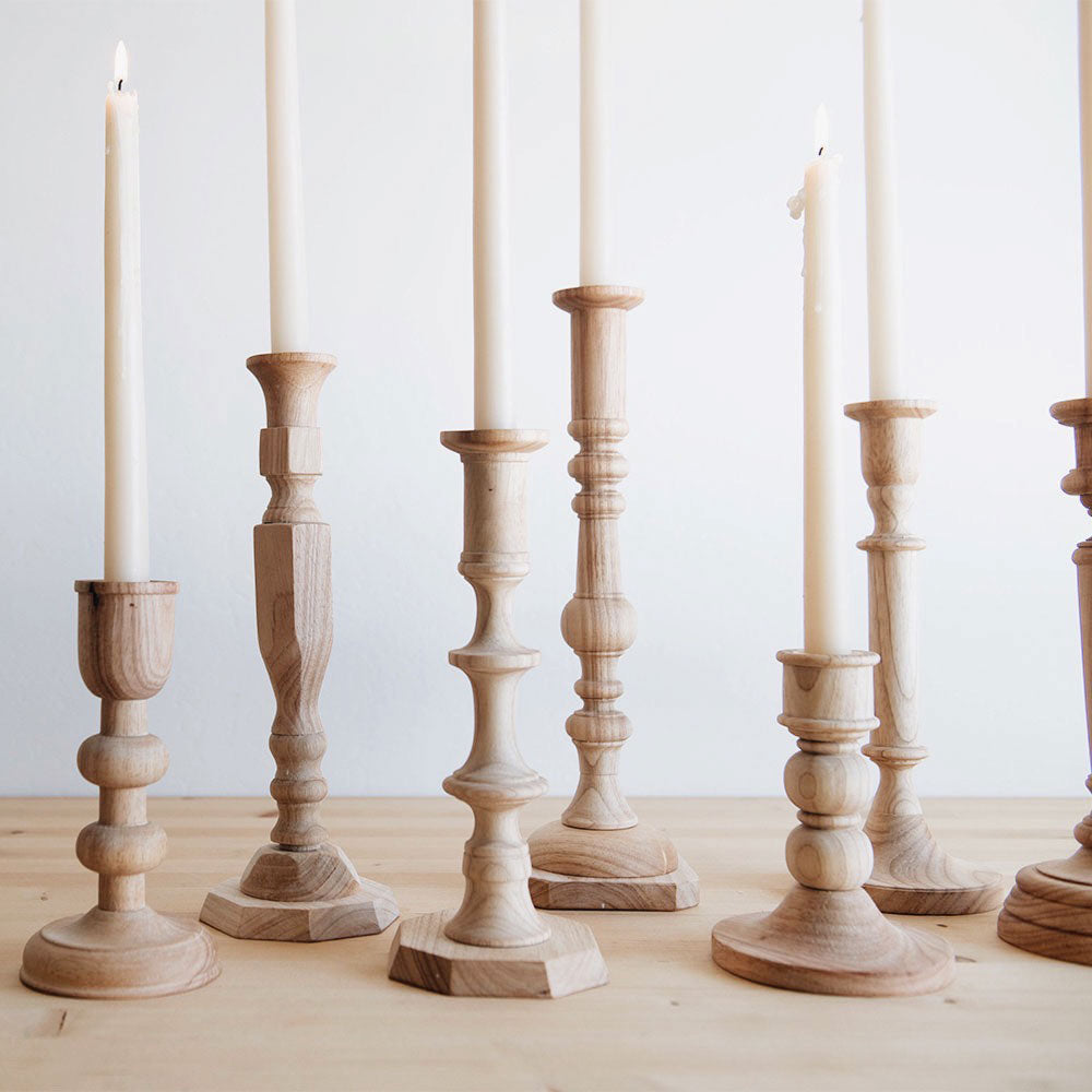 Aglow Wooden Candlesticks - Handcrafted Natural Wood Candle Holders for Wedding, Home Decor & Romantic Dinner Ambiance