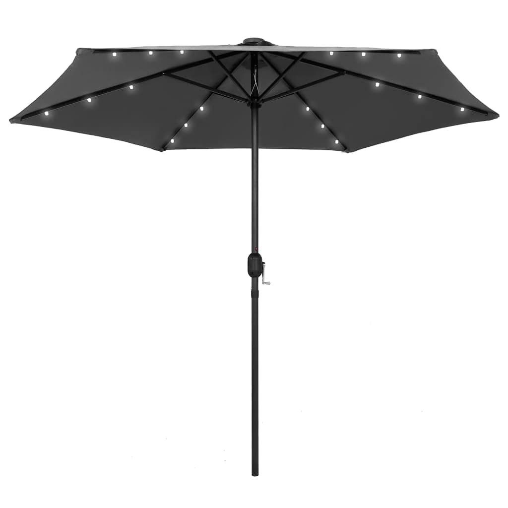 LED Solar Patio Umbrella with Aluminum Pole - Waterproof Sun Shade Outdoor Umbrella for Garden, Pool, Beach, Backyard - Perfect for Relaxing, Lounging & Outdoor Dining