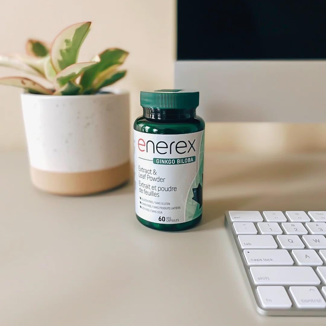 ENEREX Ginkgo Biloba Extract & Leaf Powder Supplement - 60 Capsules for Memory, Focus & Brain Health - Supports Cognitive Function & Circulation - Perfect for Students, Professionals & Seniors