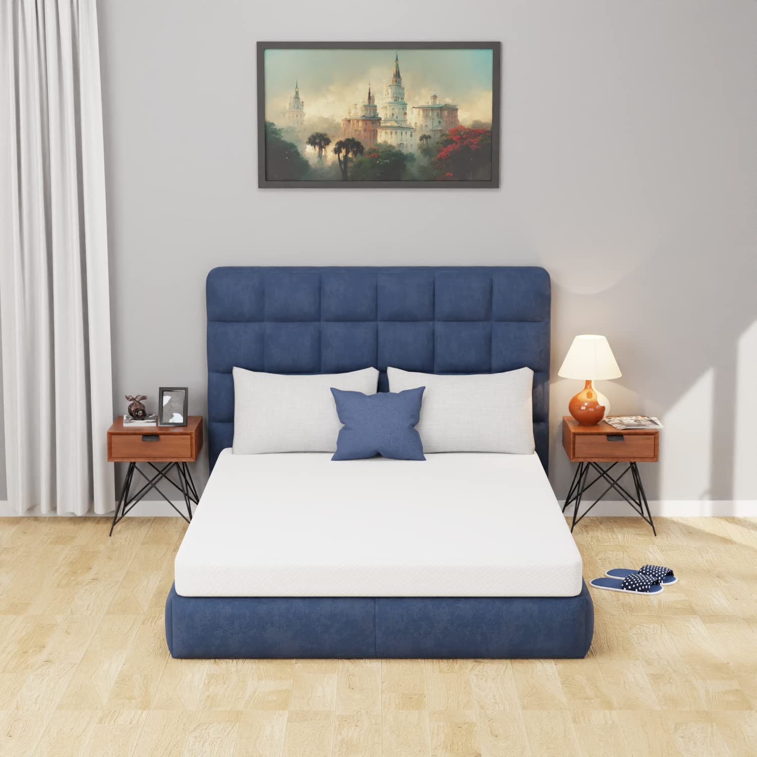 PayLessHere 5 Inch Full Size Green Tea Memory Foam Mattress with Cooling Gel - Medium Firm, Fiberglass Free, CertiPUR-US Certified, Pressure Relieving Bed in a Box (White) - Perfect for Hot Sleepers, Guest Rooms & Small Spaces