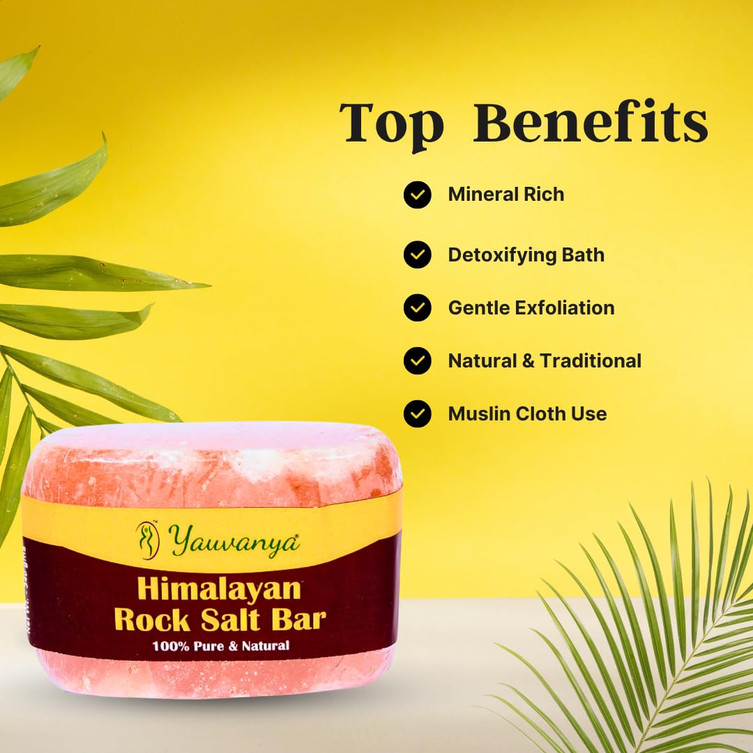 Himalayan Rock Salt Bar 300g - Pure Natural Exfoliating Salt Bar for Skin Rejuvenation | Spa Quality Bath Salt for Relaxation & Detox | Perfect for Home Spa, Gift Sets & Self-Care Rituals