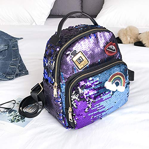 Aibearty Small Sequin Leather Backpack for Women - Stylish Casual Daypack for Work, School & Travel | Durable Vegan Leather Purse with Sparkly Rhinestones