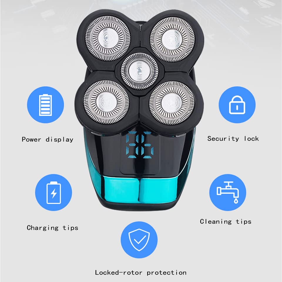 5-in-1 Waterproof Electric Razor for Men - USB Rechargeable Beard Trimmer, Bald Head Shaver & Hair Clipper | Perfect for Travel, Home & Gym Use