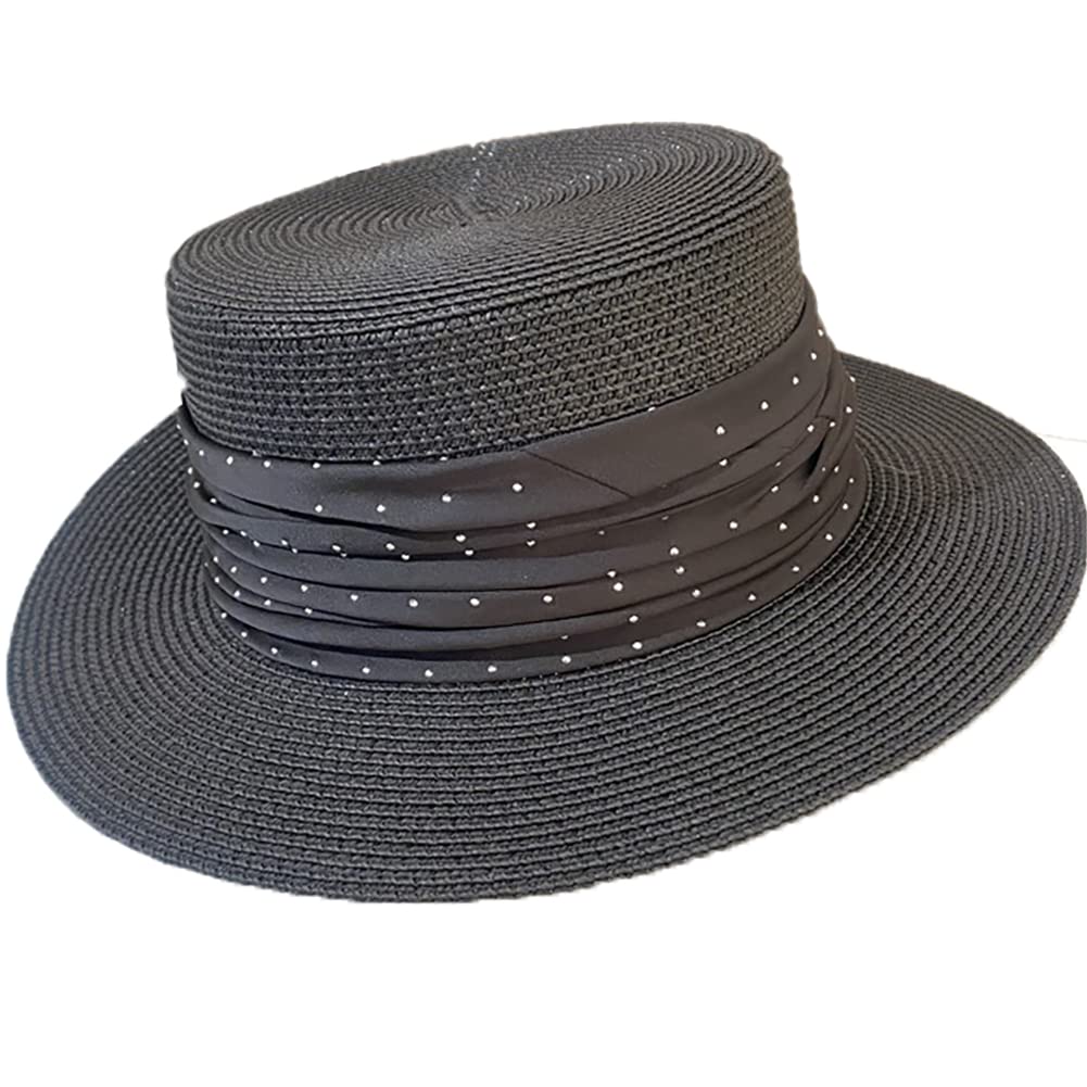 Stylish UV Protection Straw Beach Sun Hats for Women & Men - Summer Fedora Boater Hat with Wide Brim - Perfect for Beach Vacations, Pool Parties & Outdoor Adventures