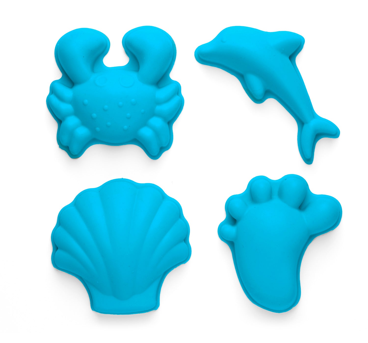 Blue Fish Scrunch Beach Bundle Set with Bucket, Spade, Rake & Sand Molds - Perfect for Kids Beach Toys, Sandcastle Building & Summer Outdoor Play