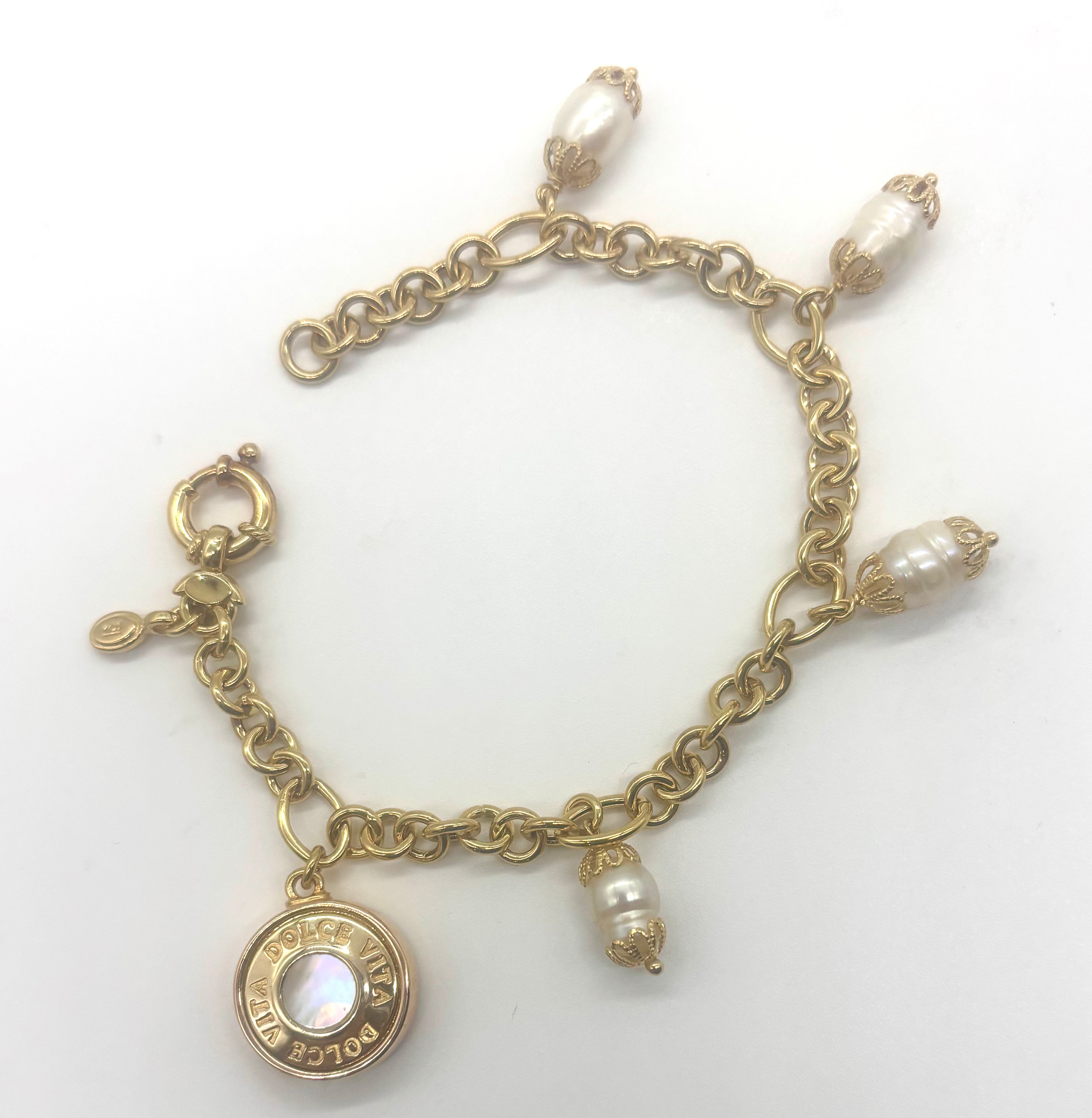 14K Gold Link Bracelet with Genuine Pearls - Elegant Jewelry for Women, Perfect for Weddings, Parties & Everyday Wear