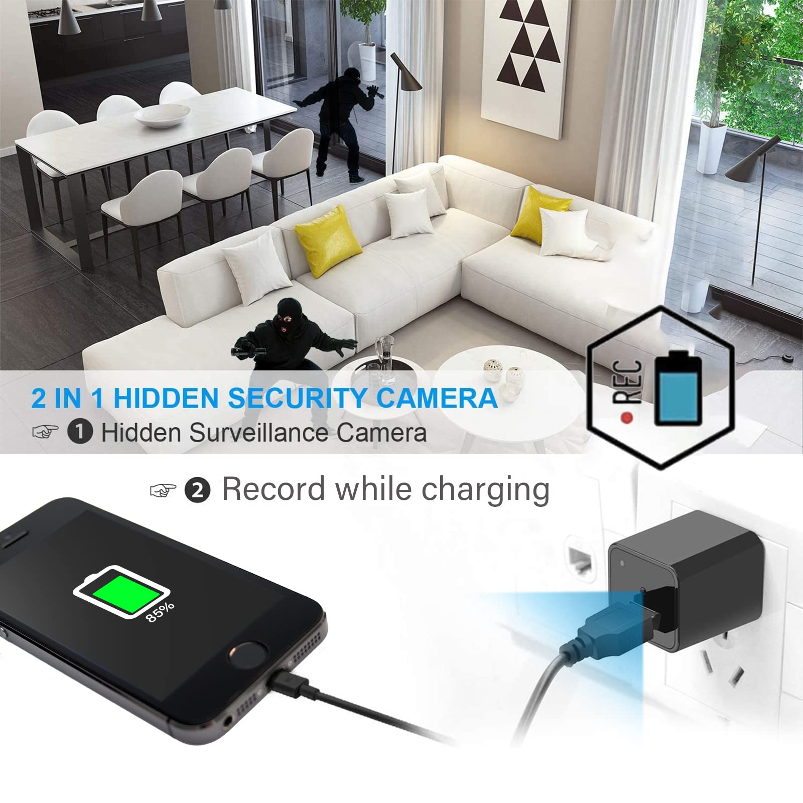 32GB Hidden Spy Camera with 1080P HD Video, Loop Recording & Motion Detection - Mini Nanny Cam for Home Security, Bedroom Surveillance & Indoor Monitoring