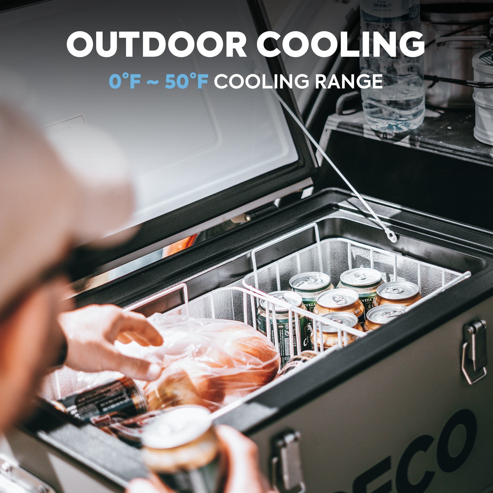 47.5QT VL45 Portable Fridge Freezer - Single Zone Compact Refrigerator with Magnetic Power Bank - Perfect for Camping, Road Trips & Outdoor Adventures