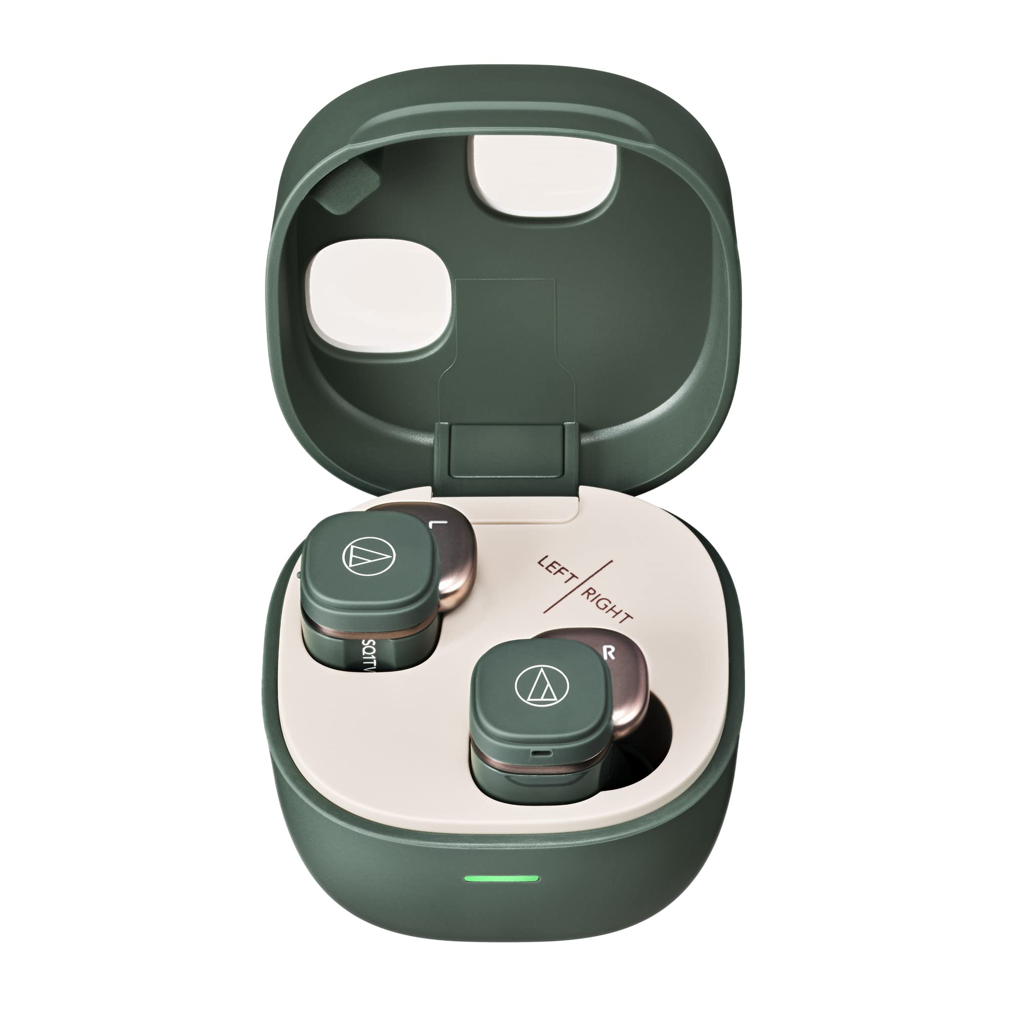Audio-Technica ATH-SQ1TW2GR Wireless Bluetooth Headphones - True Wireless Earbuds with Noise Isolation, 20H Battery Life (Forest Green) | Perfect for Gym, Commuting & Travel