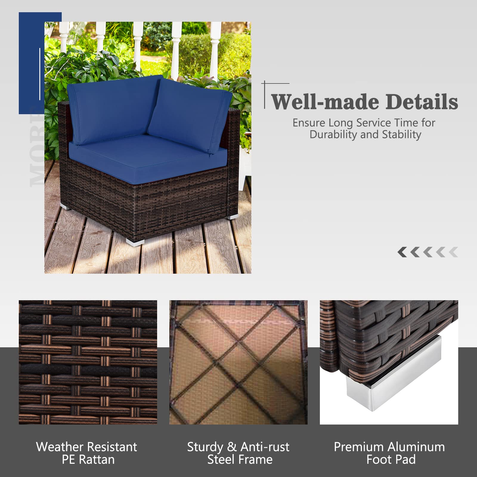 Tangkula 6-Piece Outdoor Patio Furniture Set - All-Weather Wicker Sofa Sectional with Cushions & Glass Coffee Table - Rattan Garden Conversation Set for Backyard, Poolside & Deck (Beige)