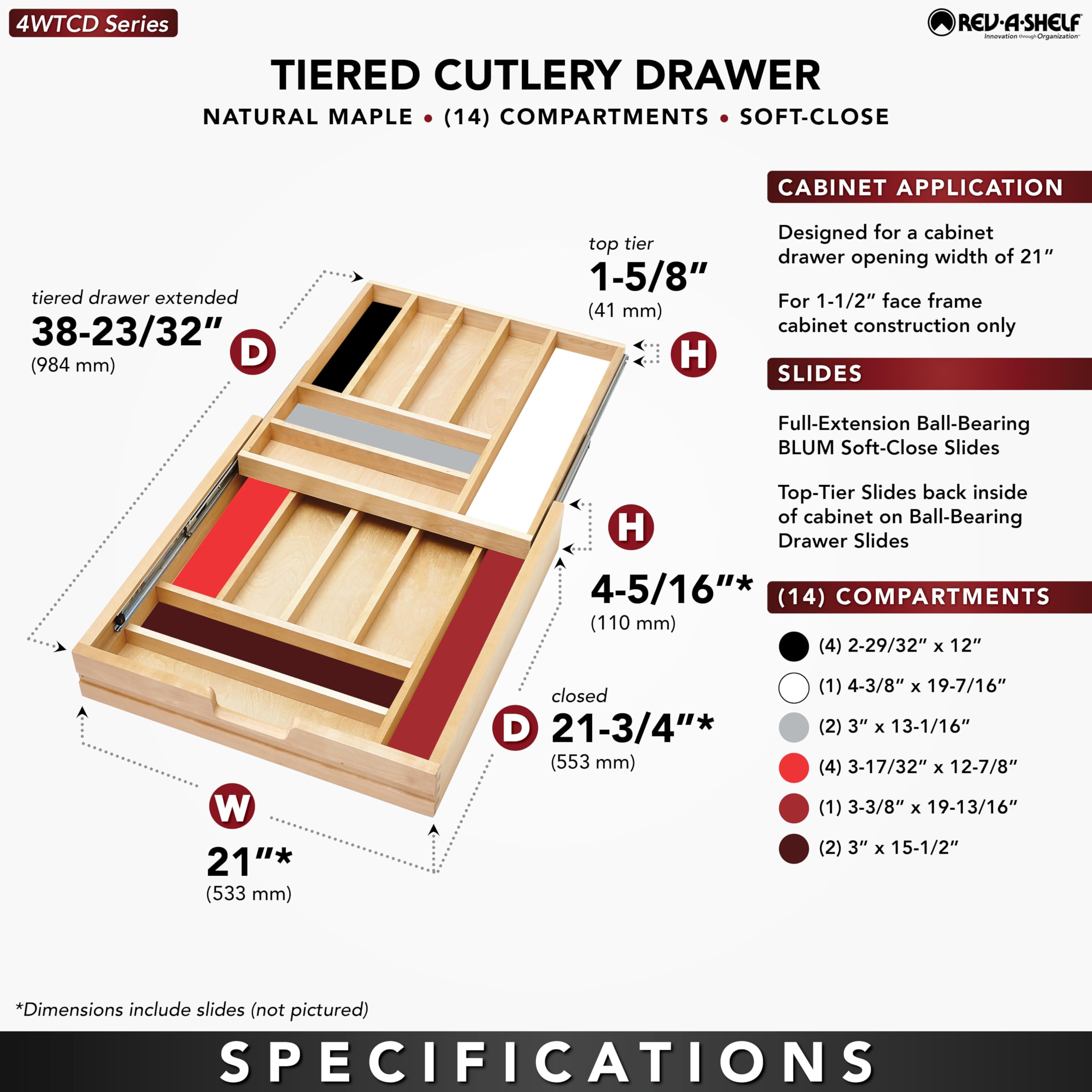 REV-A-SHELF Double Tier Cutlery Drawer Organizer - 21