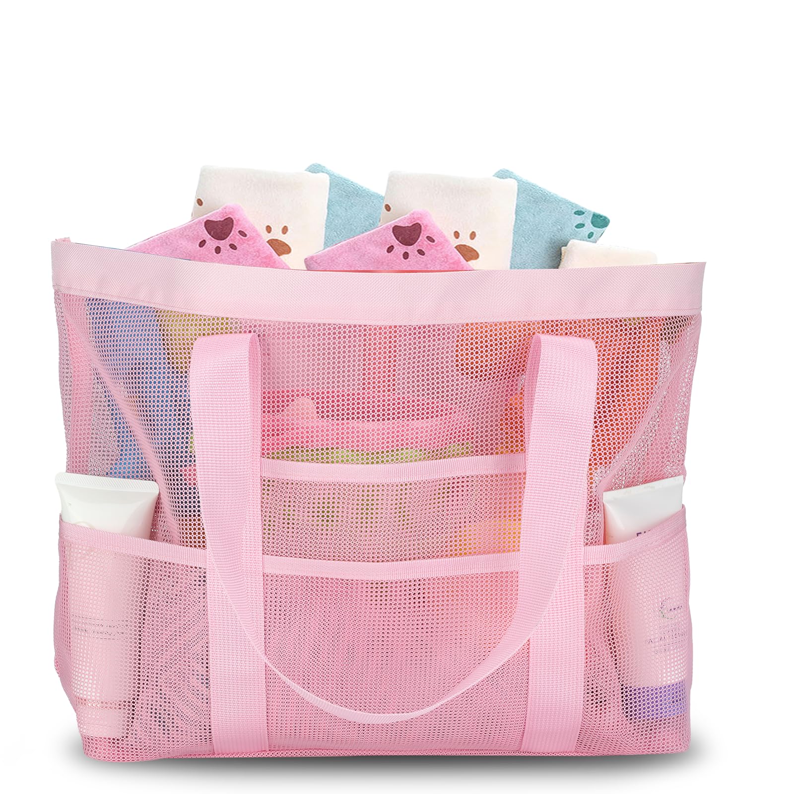 Waterproof Mesh Beach Tote Bag for Women & Family - Large 9-Pocket Organizer for Swimwear, Towels & Essentials | Perfect for Pool, Vacation & Summer Travel