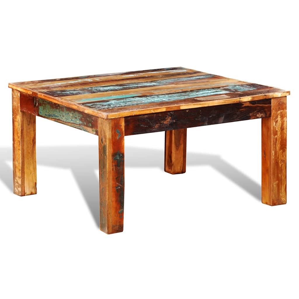 vidaXL Solid Wood Square Coffee Table - Reclaimed Wood, Hand-Painted Antique Finish - Farmhouse & Retro Home Decor - Perfect for Living Room, Lounge, or Rustic Cabin