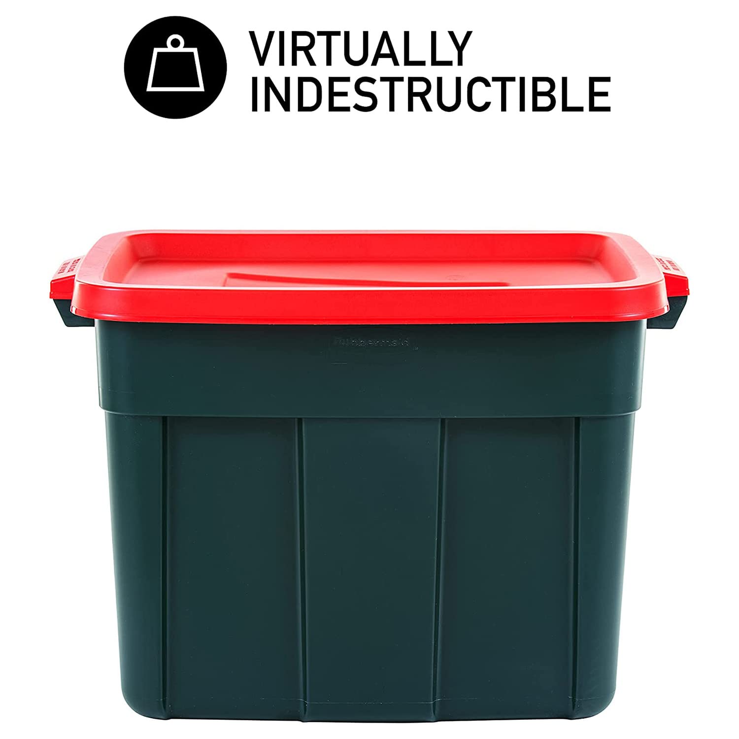 Rubbermaid Roughneck 18 Gallon Storage Totes - 6 Pack Heavy Duty Stackable Plastic Bins with Lids & Handles | Made in USA | Green & Red | Ideal for Home Organization, Garage Storage & Moving Supplies