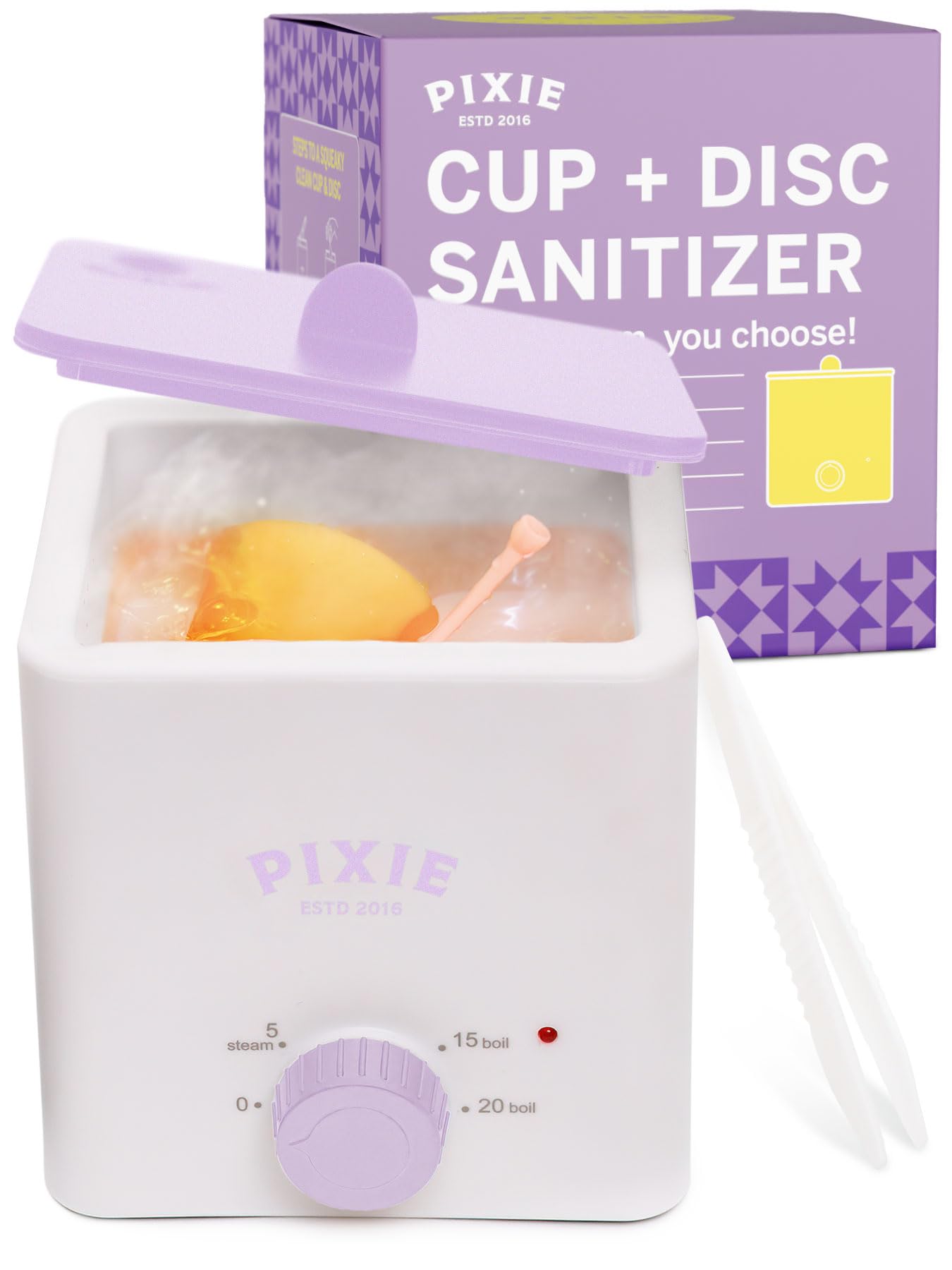 Pixie Menstrual Cup & Disc Sterilizer - Safe Boiling Water Cleaner for Menstrual Hygiene, Kills 99.9% Germs - Perfect for Travel, Home & Gym Use