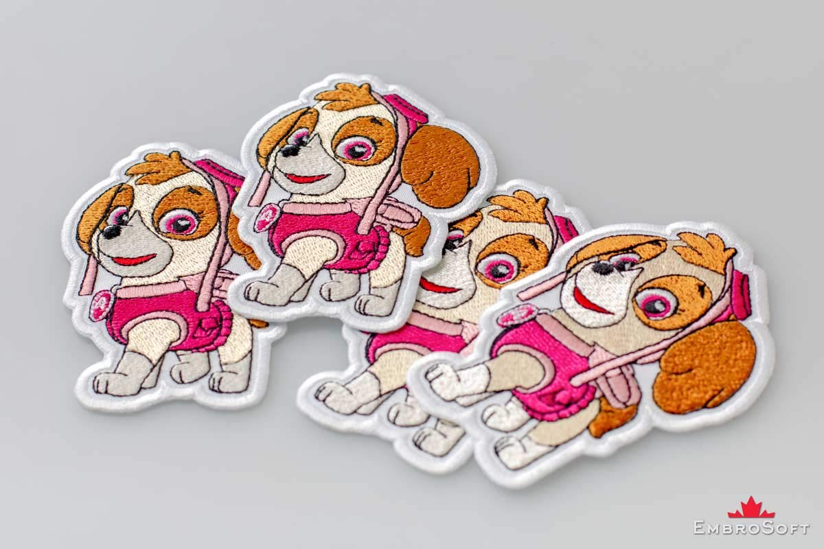 Funny Puppy Skye Embroidered Iron-On Patch - 2.9 x 3.9 Inches for Jackets, Backpacks & DIY Crafts | Cute Dog Applique for Clothing & Accessories