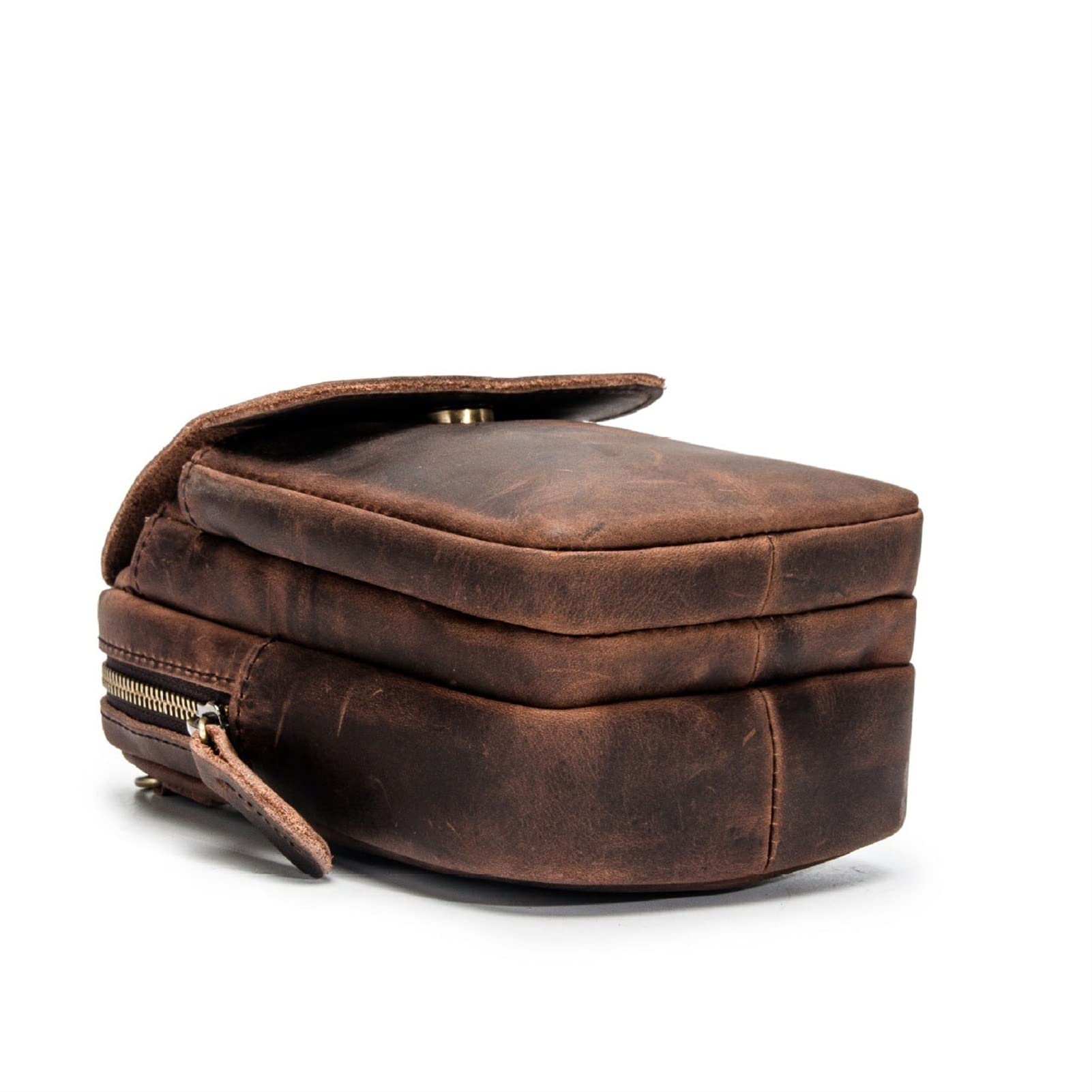 Genuine Leather Men's Waist Pack Fanny Bag - Crossbody Shoulder Messenger Bag for Phone & Essentials (Brown, 18x12x7.5cm) - Perfect for Travel, Hiking & Everyday Use