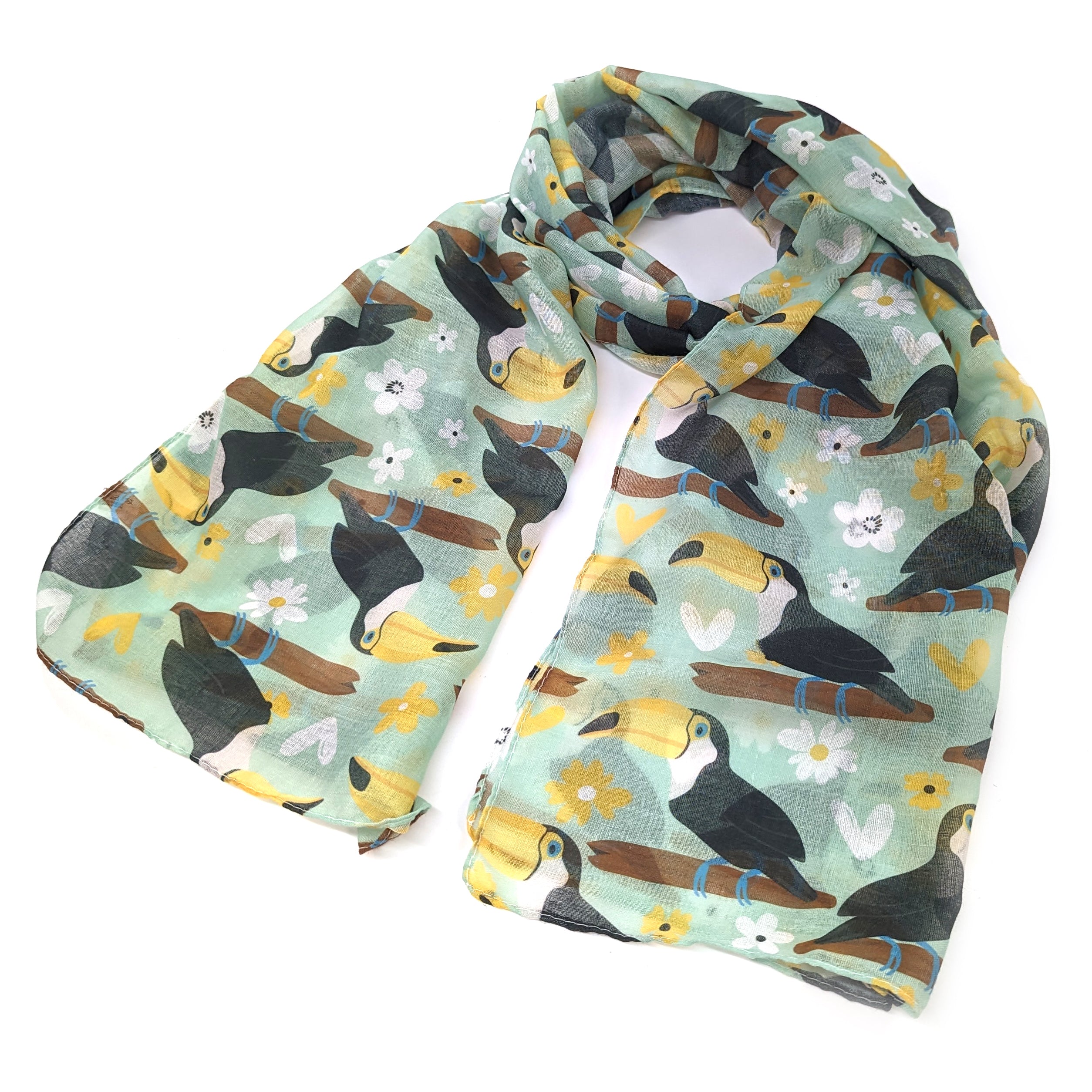 Stylish Tina the Toucan Print Women's Fashion Scarf - Lightweight & Soft for Everyday Wear, Office, and Special Occasions