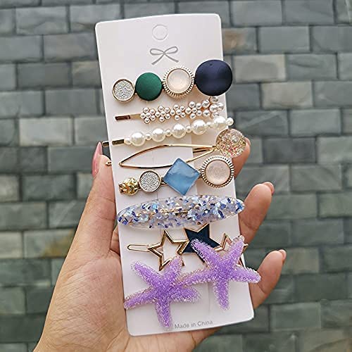 FEXME Geometric Hollow Metal Hair Clips for Women - Korean Style Barrettes with Pearl Accents, Hair Pins for Girls, Fashion Hair Accessories (2-Pack) - Perfect for Parties, Weddings & Everyday Styling